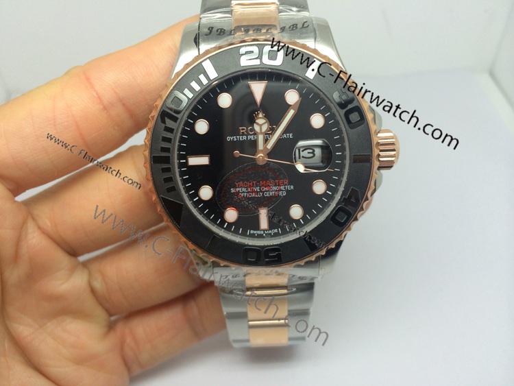 New Rolex Yachtmaster watch-2-Tone Rose Black bezel